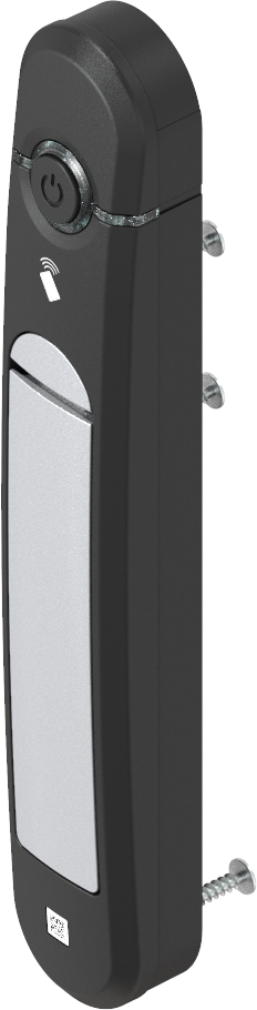 Schwenkgriff Agent E Stand-Alone mit RFID Kartenleser 13,56 MHz, GD-Zn weißaluminium gepulvert und Polyamid GF schwarz