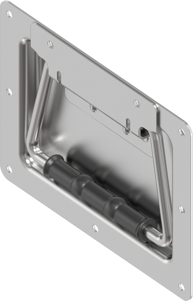 Asa plegable, empotrada, con resorte de torsión, acero inoxidable AISI 304