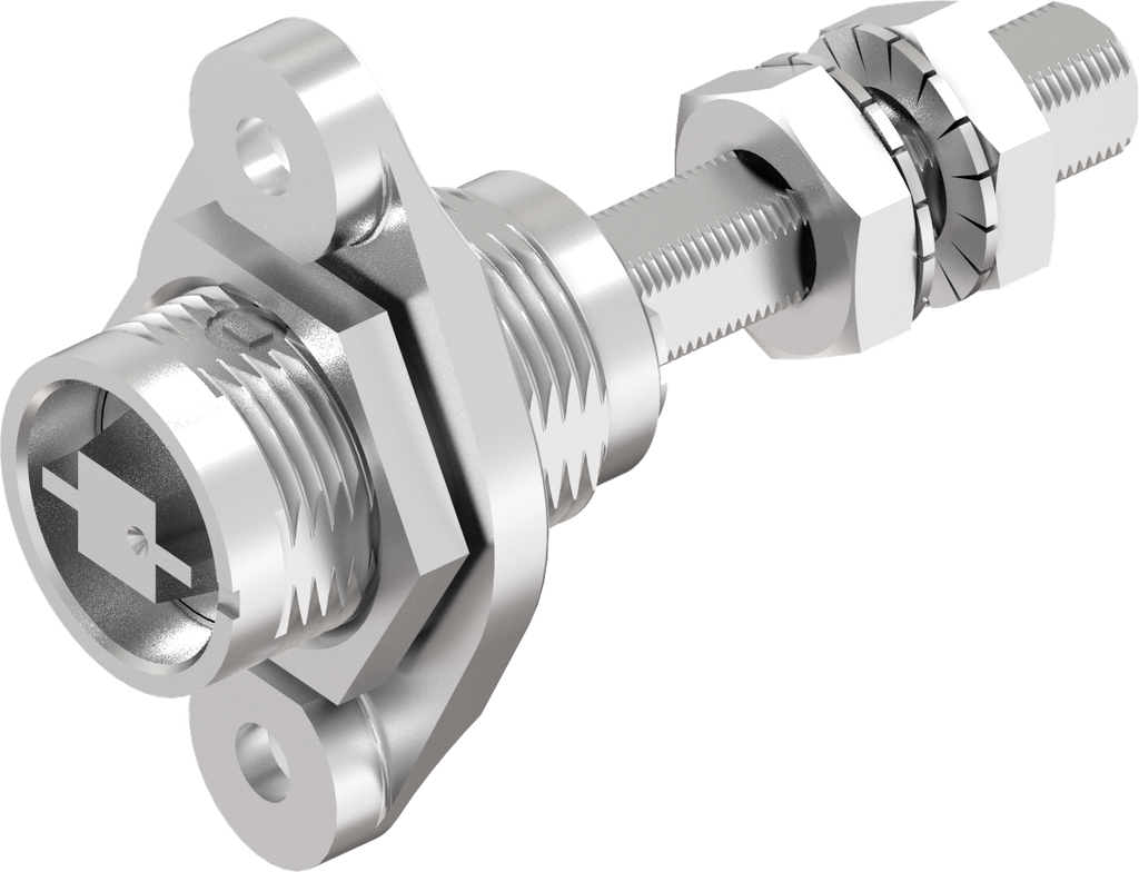 Compression latch for flush mounting version railway with outer rack, left version, Stainless steel AISI 316