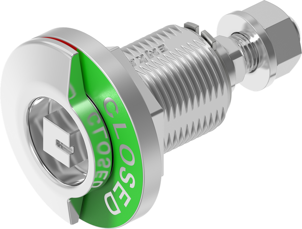 Compression latch square 8 with OPEN - CLOSED indicator, left version, Stainless steel AISI 316 pickled and passivated