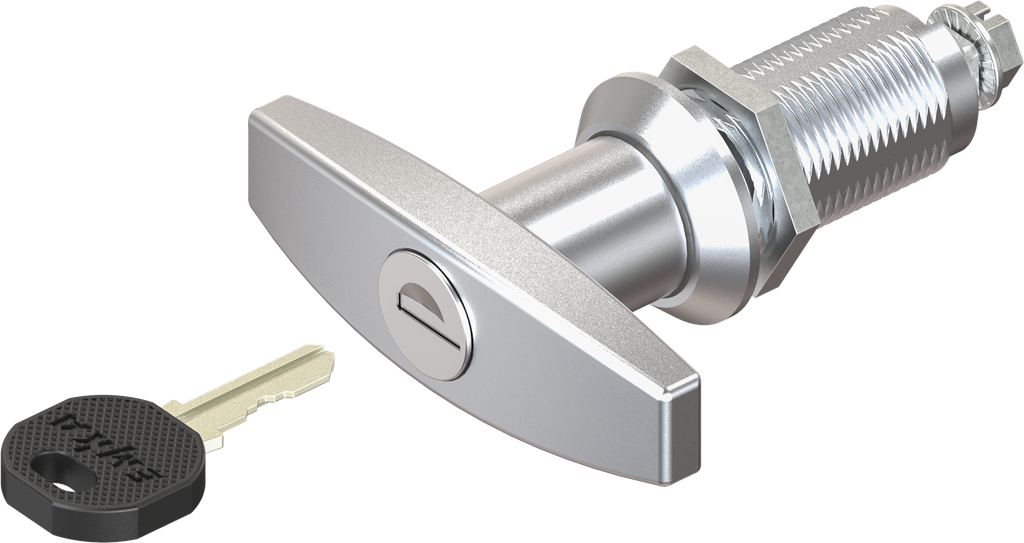 T-handle quarter turn, keyed EK 333, Zinc die chrome-plated