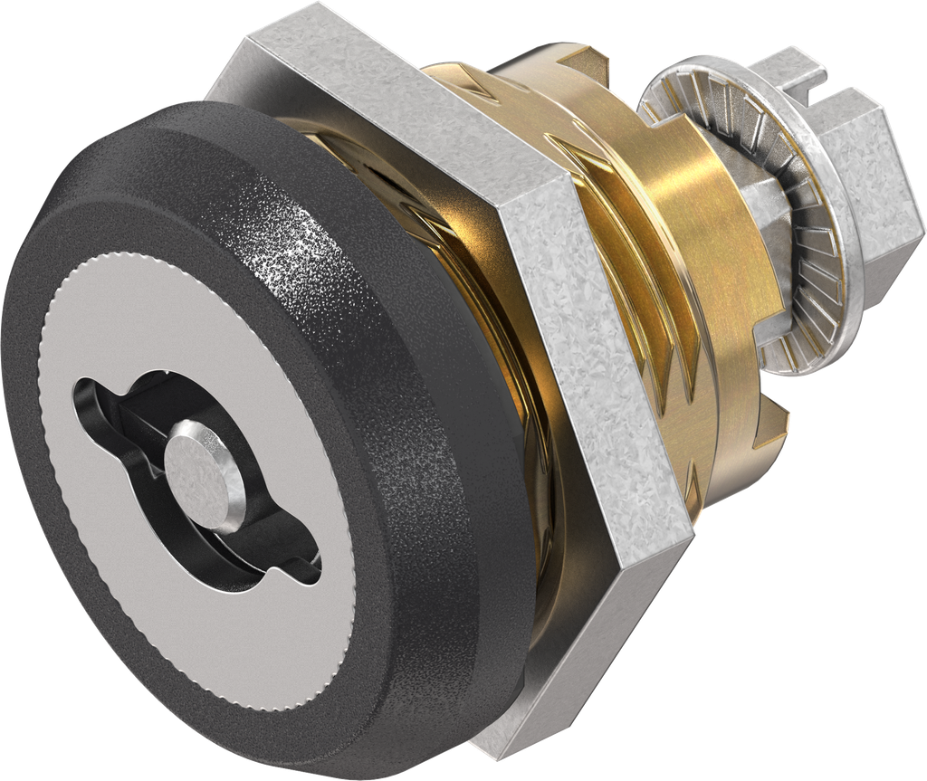 Safety quarter turn double bit 5, left version, Brass and zinc die black powder-coated