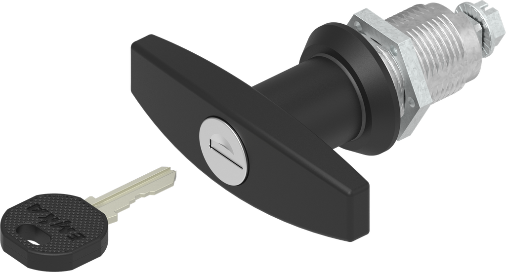 T-handle quarter turn, keyed different, Zinc die and polyamide black