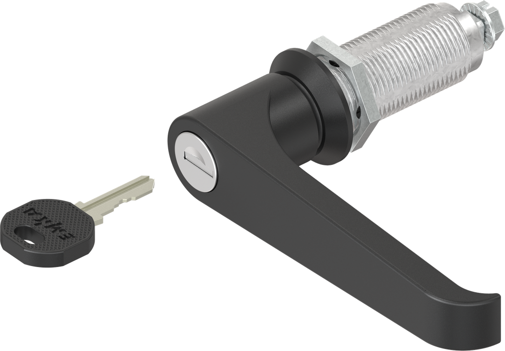 L-handle quarter turn, keyed different, Zinc die and polyamide black