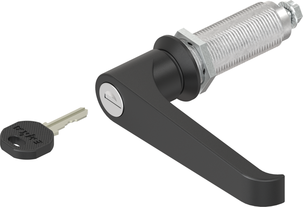 L-handle quarter turn, keyed EK 333, Zinc die black powder-coated