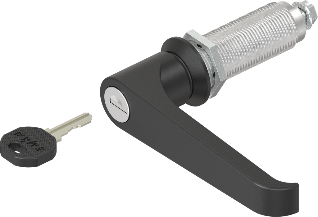 L-handle quarter turn, keyed different, Zinc die and polyamide black