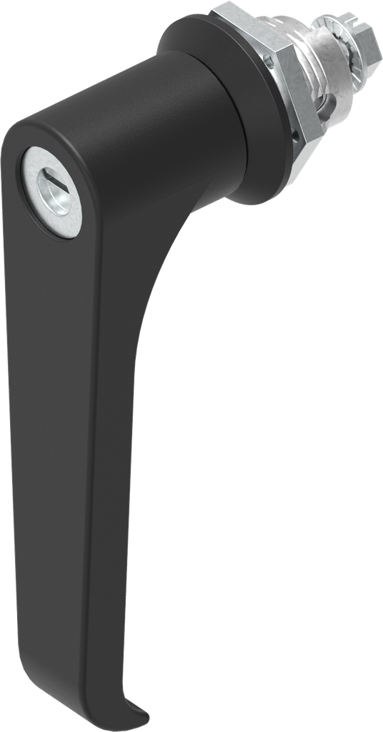 L-handle quarter turn with slot 1.2 x 3, Zinc die black powder-coated