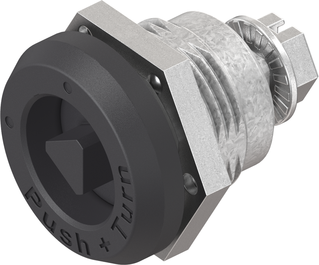 Safety quarter turn triangular 7, Zinc die black powder-coated