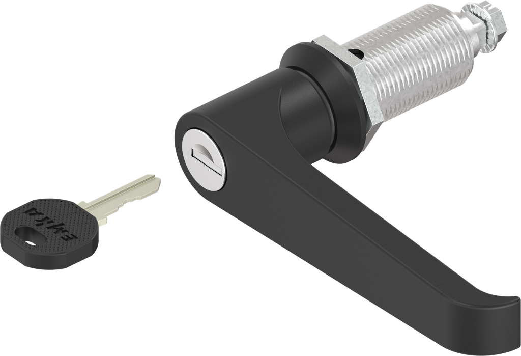 Compression latch with L-handle, keyed different, Zinc die black powder-coated