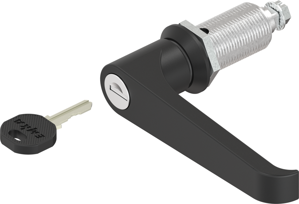 Compression latch with L-handle, keyed different, Zinc die black powder-coated