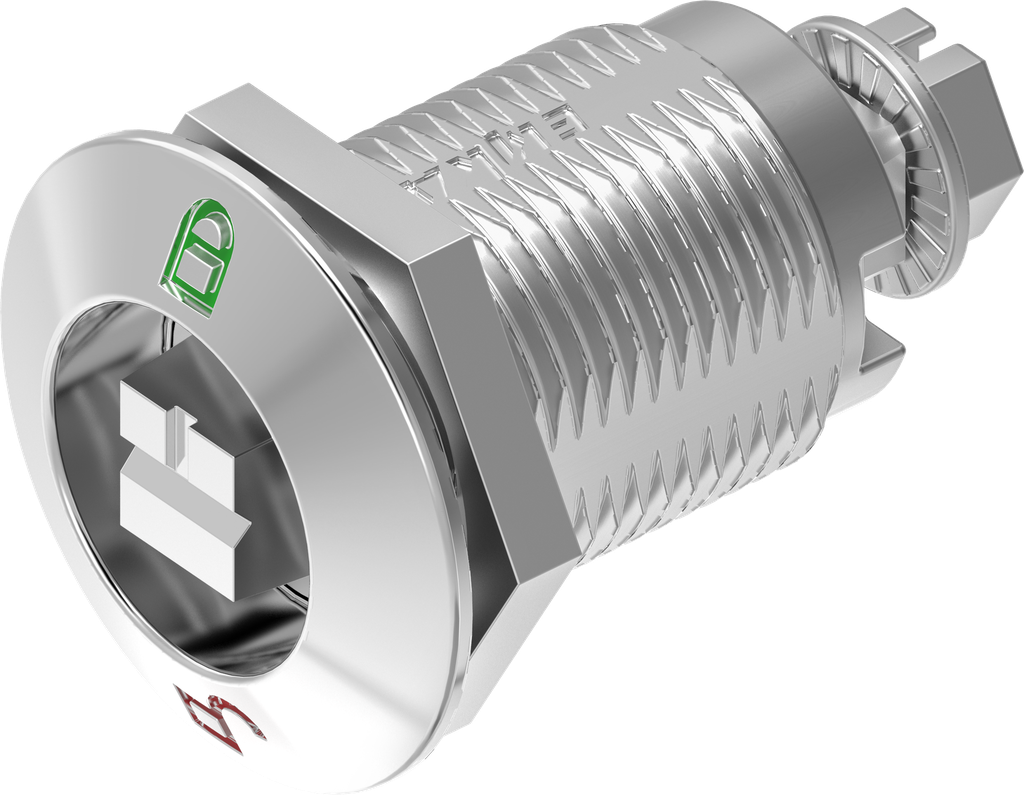 Compression latch railway version with red - green marking, Stainless steel AISI 316 highly polished