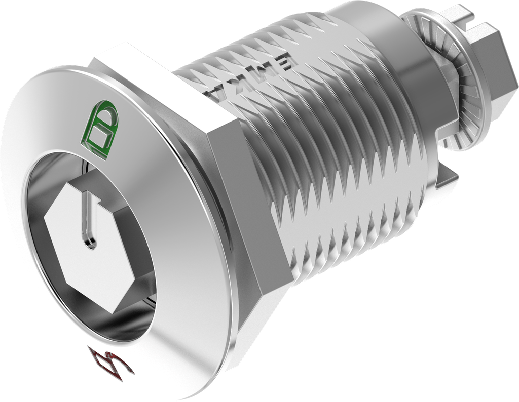 Compression latch hexagon male SW 11 with red-green marking, Stainless steel AISI 316 highly polished