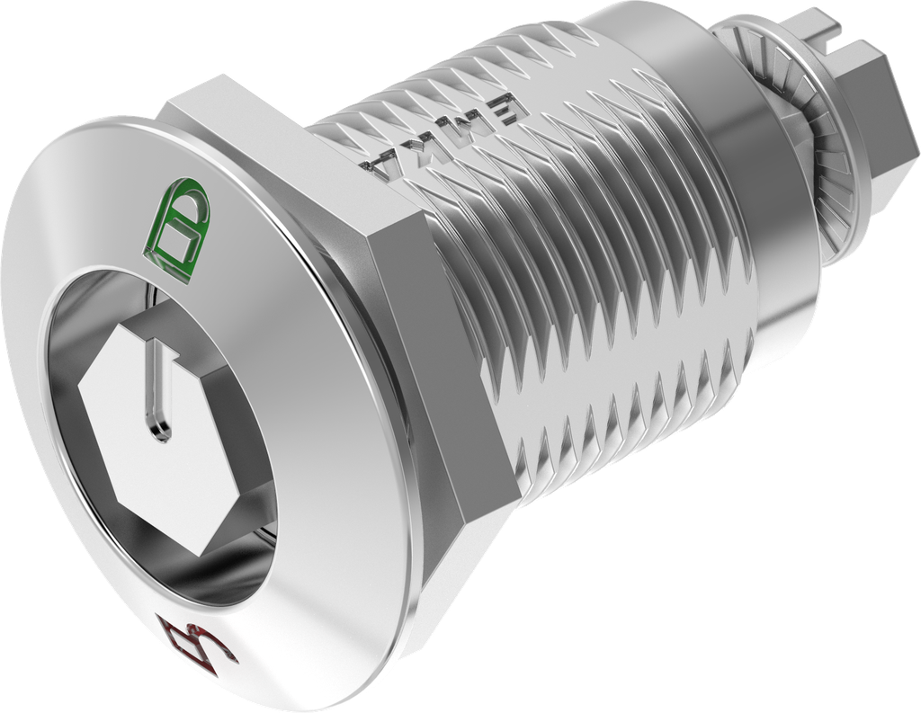 Compression latch hexagon male SW 11 with red-green marking, Stainless steel AISI 316 highly polished