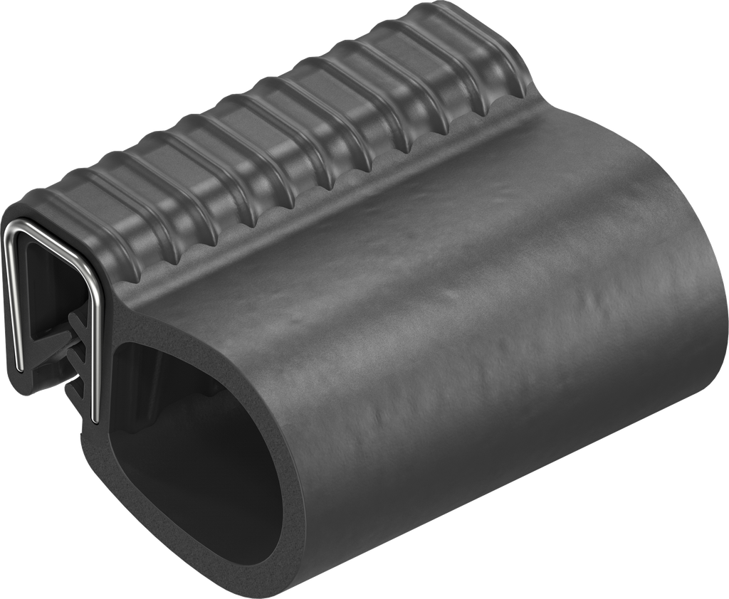Sealing profile made of fire protection material, self-clamping, Foam rubber EPDM; clamping profile EPDM 60 ± 5 Shore A black