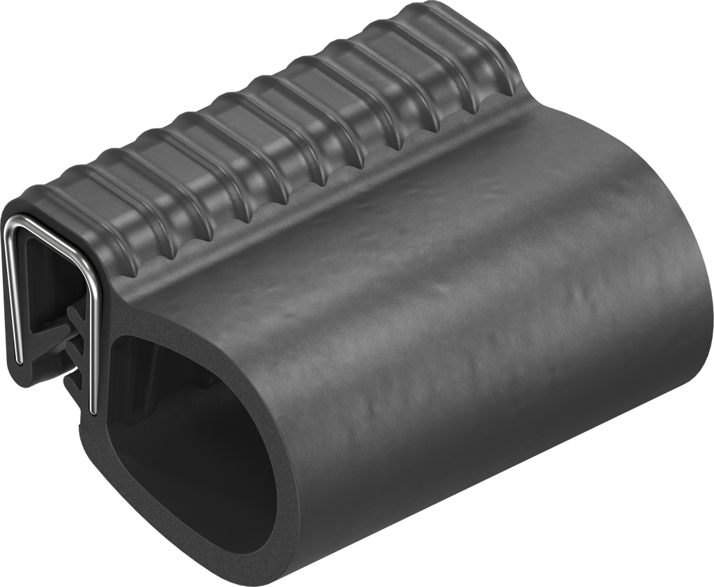 Sealing profile made of fire protection material, self-clamping, Foam rubber EPDM; clamping profile EPDM 60 ± 5 Shore A black