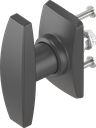 Escutcheon short with T-handle, non-keyed, Polyamide black and zinc die black powder-coated